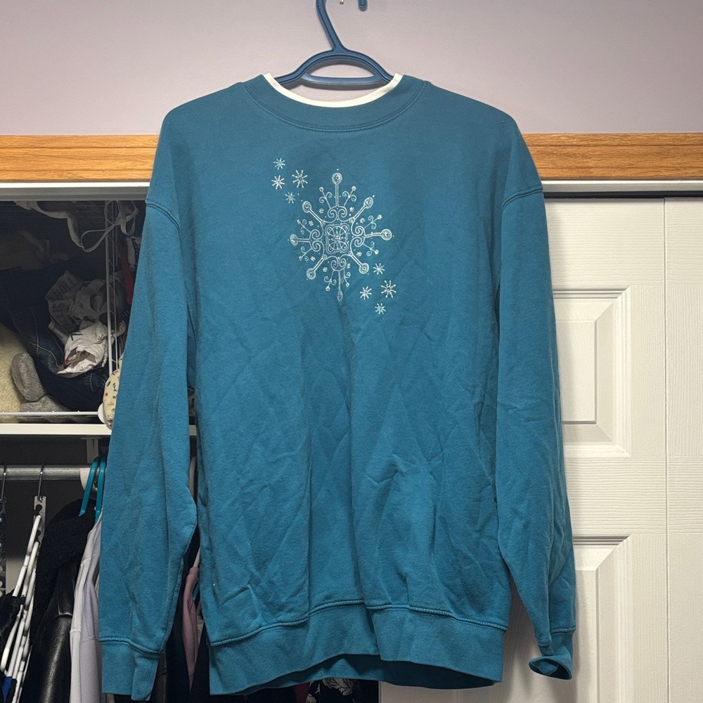 Vintage M&C Sportswear Embroidered Snowflake Christmas Sweatshirt XL